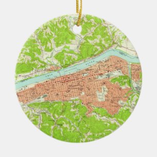 Ornement En Céramique Carte vintage de Huntington la Virginie