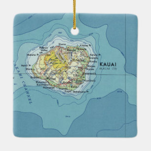 Ornement En Céramique Carte Vintage de Kauai