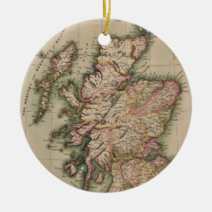 Ornement En Céramique Carte vintage de l'Ecosse (1814)