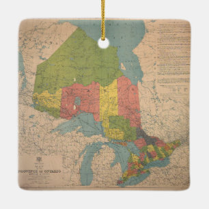 Ornement En Céramique Carte Vintage de l'Ontario