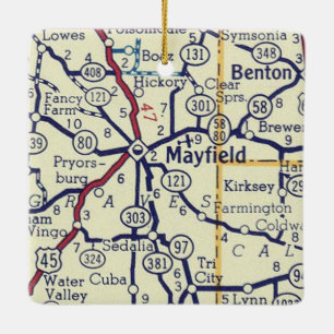 Ornement En Céramique Carte Vintage de Mayfield KY
