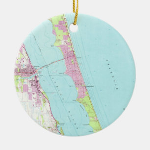 Ornement En Céramique Carte vintage de Melbourne la Floride (1949)