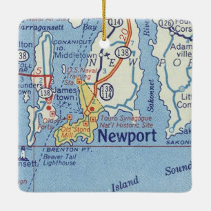 Ornement En Céramique Carte Vintage de Newport