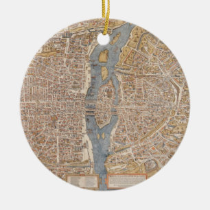 Ornement En Céramique Carte vintage de Paris (1550)