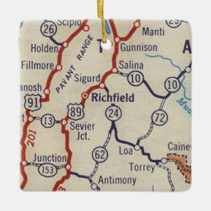 Ornement En Céramique Carte Vintage de Richfield UT