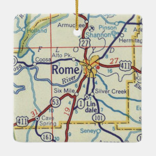 Ornement En Céramique Carte Vintage de Rome Géorgie