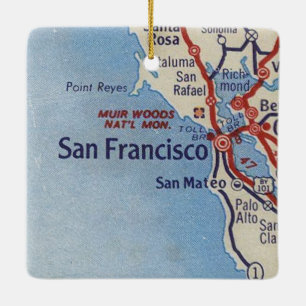 Ornement En Céramique Carte Vintage de San Francisco