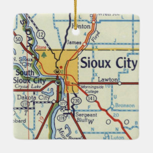 Ornement En Céramique Carte Vintage de Sioux City Iowa