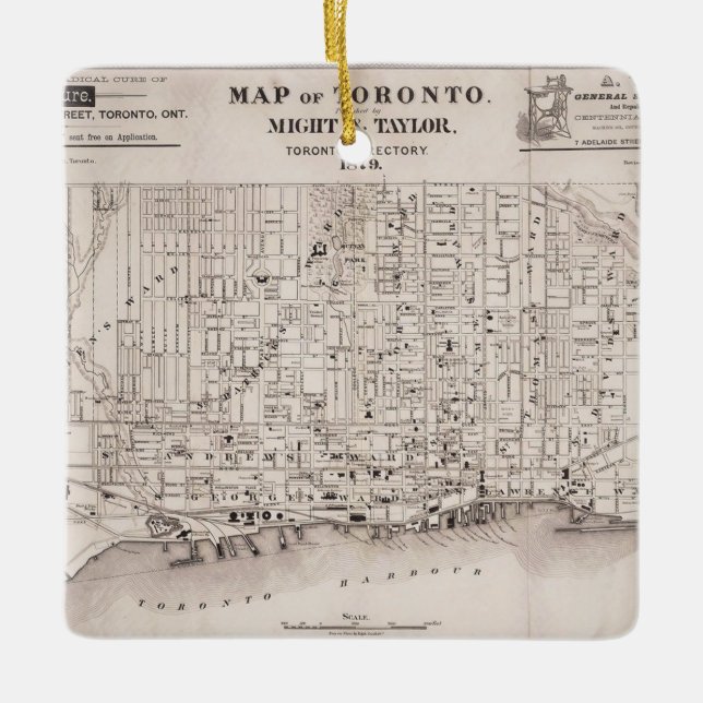 Ornement En Céramique Carte Vintage de Toronto (Devant)