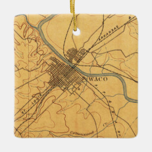 Ornement En Céramique Carte Vintage de Waco Texas 1892