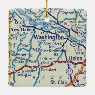 Ornement En Céramique Carte Vintage de Washington MO