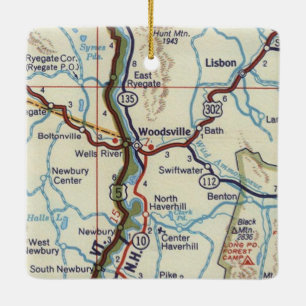 Ornement En Céramique Carte Vintage de Woodsville