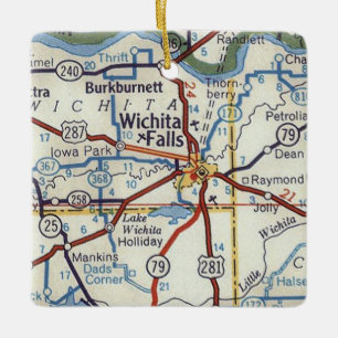 Ornement En Céramique Carte Vintage des chutes Wichita