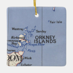 Ornement En Céramique Carte Vintage des îles Orkney