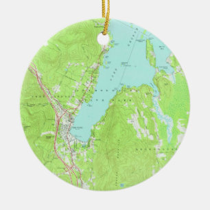 Ornement En Céramique Carte Vintage du lac George New York (1966) 2