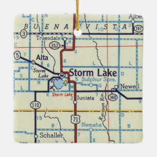 Ornement En Céramique Carte Vintage du lac Storm Iowa