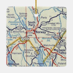 Ornement En Céramique Carte Vintage du Maine de Norvège