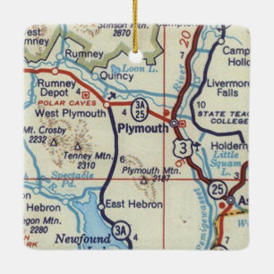 Ornement En Céramique Carte Vintage du NH Plymouth