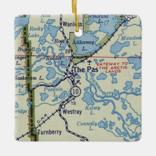 Ornement En Céramique Carte Vintage du Pas Manitoba