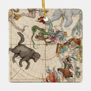 Ornement En Céramique Carte vintage du Pôle Nord