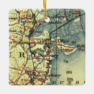 Ornement En Céramique Carte Vintage Duxbury MA