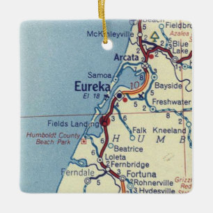 Ornement En Céramique Carte Vintage Eureka CA