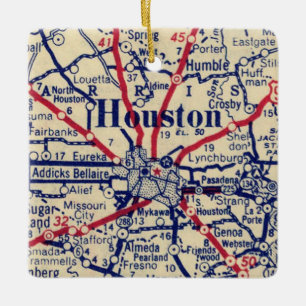 Ornement En Céramique Carte Vintage Houston TX