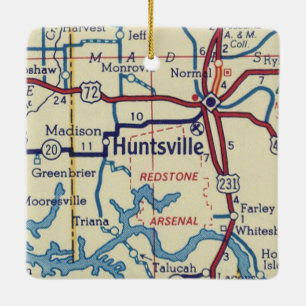 Ornement En Céramique Carte Vintage Huntsville AL