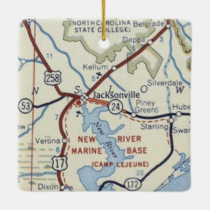 Ornement En Céramique Carte Vintage Jacksonville NC