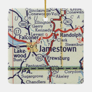 Ornement En Céramique Carte Vintage Jamestown NY