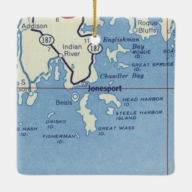 Ornement En Céramique Carte Vintage Jonesport Maine (Dos)