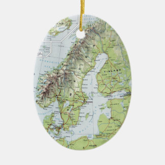 Ornement En Céramique Carte vintage Norvège Suède Finlande Pays-Bas