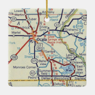Ornement En Céramique Carte Vintage Ocala FL