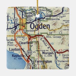 Ornement En Céramique Carte Vintage Ogden UT