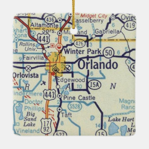 Ornement En Céramique Carte Vintage Orlando