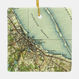 Ornement En Céramique Carte Vintage Plymouth MA
