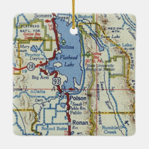 Ornement En Céramique Carte Vintage Polson MT