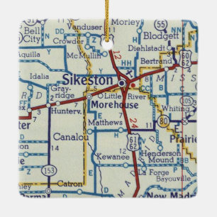 Ornement En Céramique Carte Vintage Sikeston MO