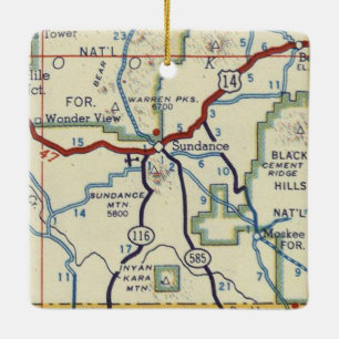 Ornement En Céramique Carte Vintage Sundance WY