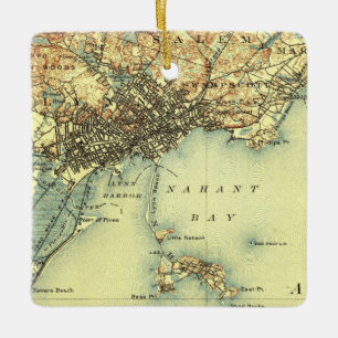 Ornement En Céramique Carte Vintage Swampscott MA