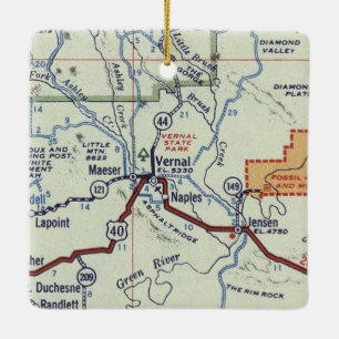 Ornement En Céramique Carte Vintage Utah Verne
