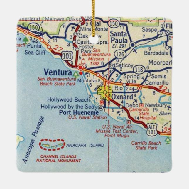 Ornement En Céramique Carte Vintage Ventura (Dos)