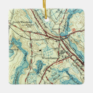 Ornement En Céramique Carte Vintage Wareham MA