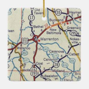 Ornement En Céramique Carte Vintage Warrenton VA