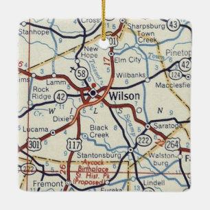 Ornement En Céramique Carte Vintage Wilson NC