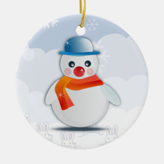 Ornement En Céramique Cartoon Snowman