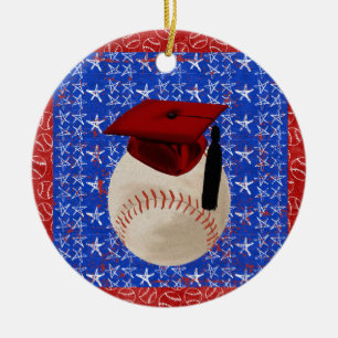 Ornement En Céramique Casquette d'obtention du diplôme de base-ball,