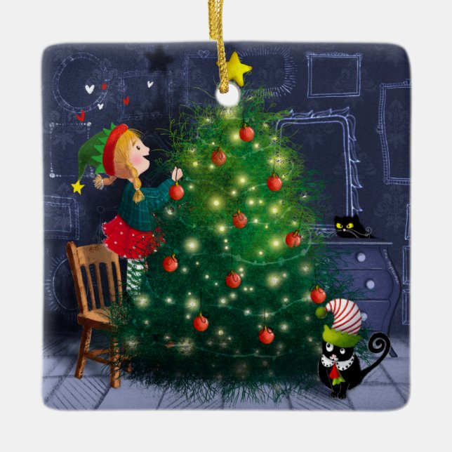 Ornement En Céramique Cat Chaos Christmas (Devant)