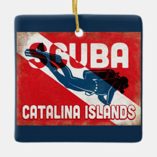 Ornement En Céramique Catalina Îles Plongée - Blue Retro