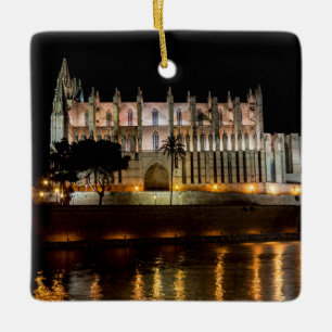 Ornement En Céramique Cathédrale de Palma de Mallorca la nuit - Espagne
